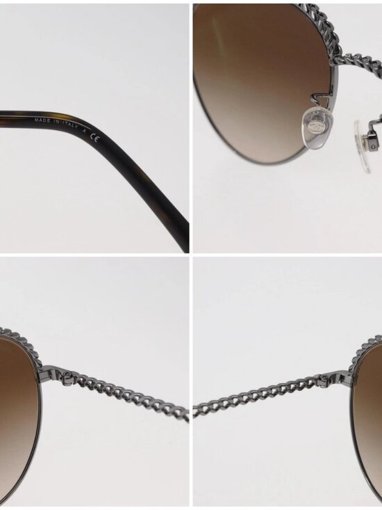 CHANEL Sunglasses metal Silver CC Auth 176091A